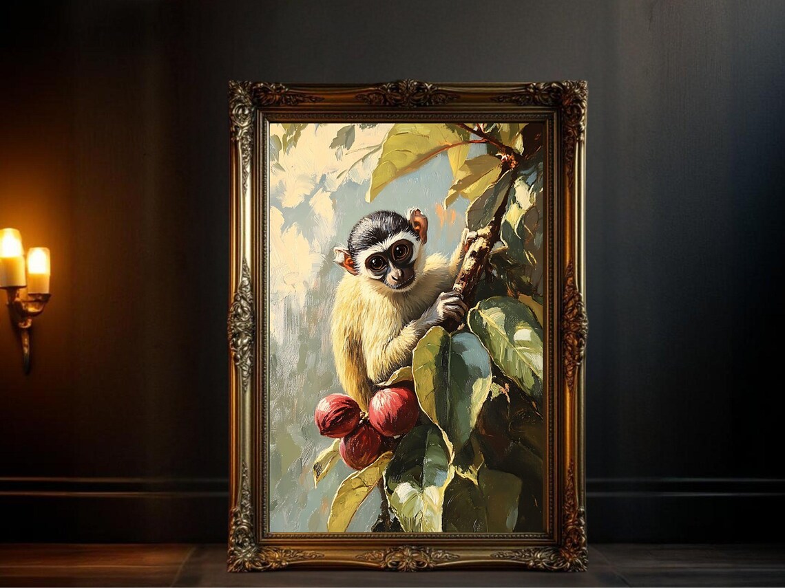 Adorable Monkey Painting, Cute Nursery Decor