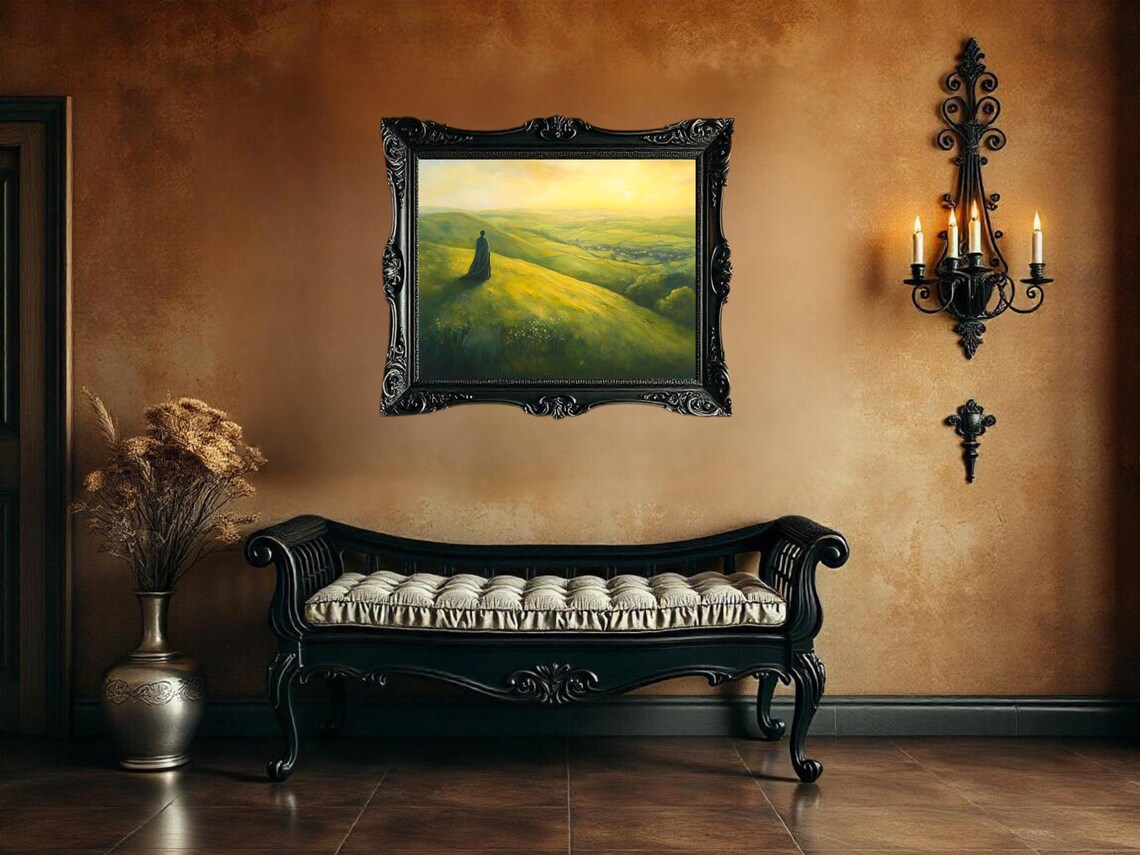 Pastoral Landscape Art Print, Serene Sunset Scene - Image 3