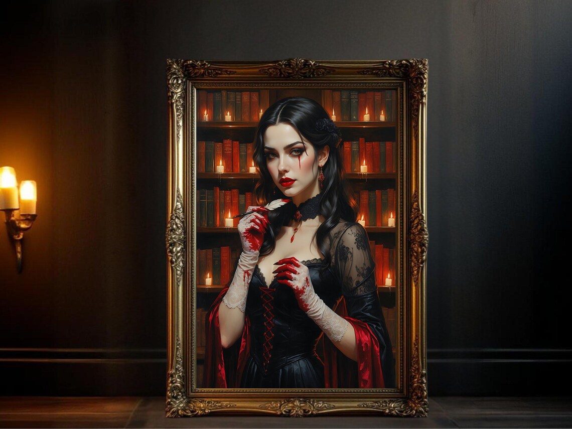 Gothic Vampire Halloween Decor, Dark Fantasy Poster