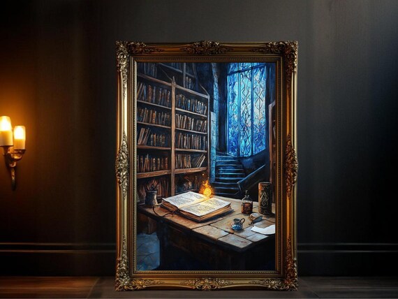 Enchanted Library, Magical Bookstore Art Print