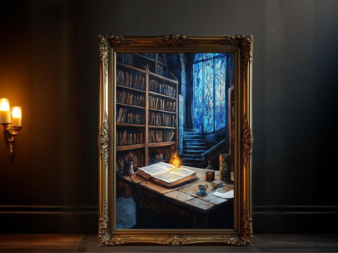 Enchanted Library, Magical Bookstore Art Print