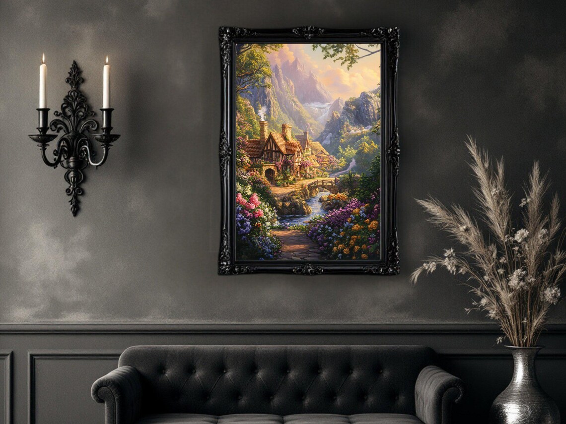Enchanting Cottage Landscape, Rustic Mountain Village - Image 2