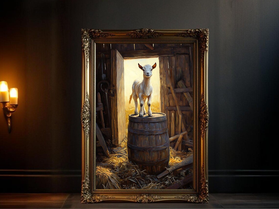 Farmhouse Goat Art Print, Rustic Barn Decor - Image 3