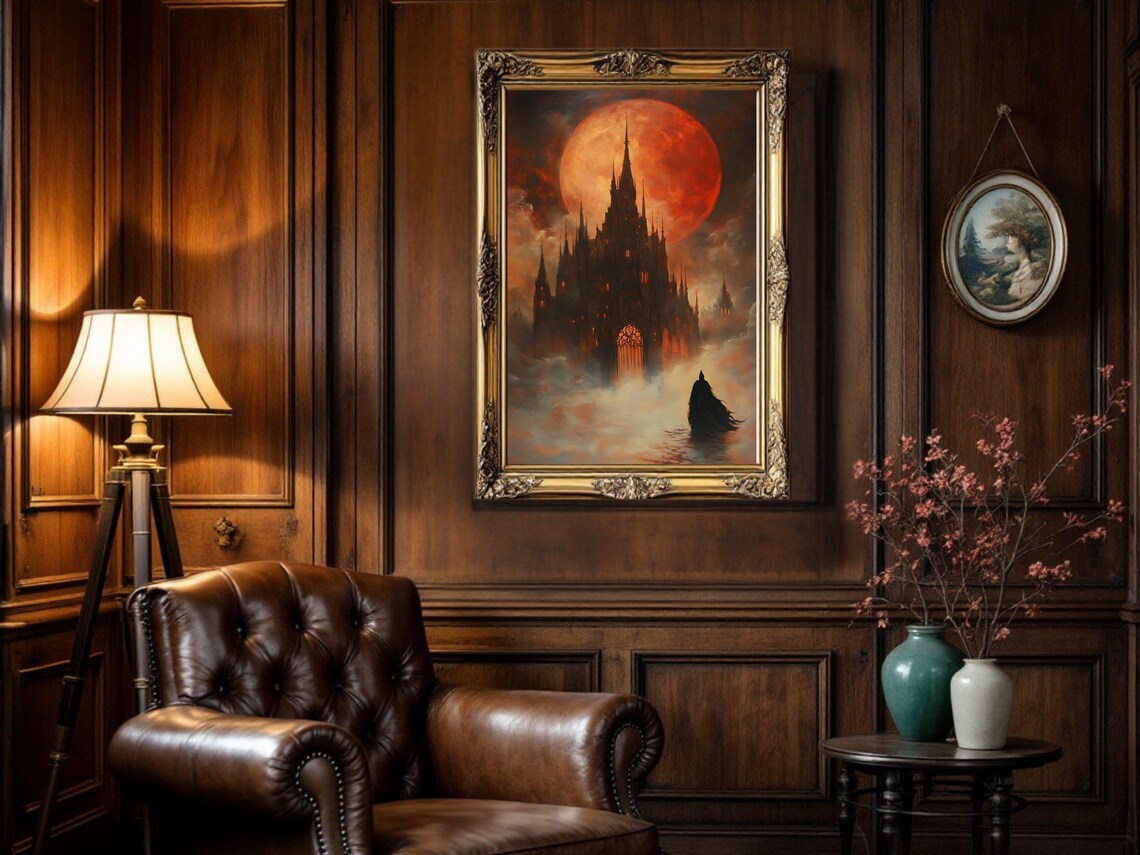Gothic Castle, Spooky Moonlit Dark Fantasy Art Print - Image 3