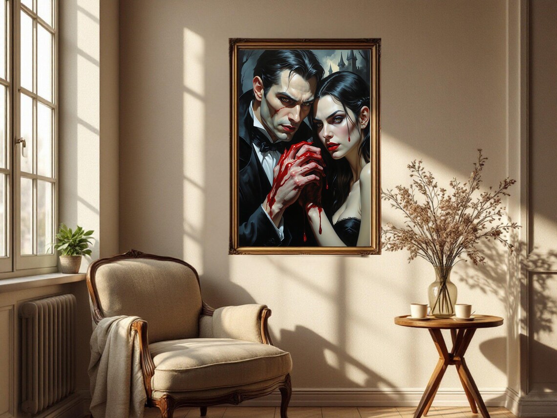 Vampire Gothic Couple, Dark Fantasy Decor - Image 2