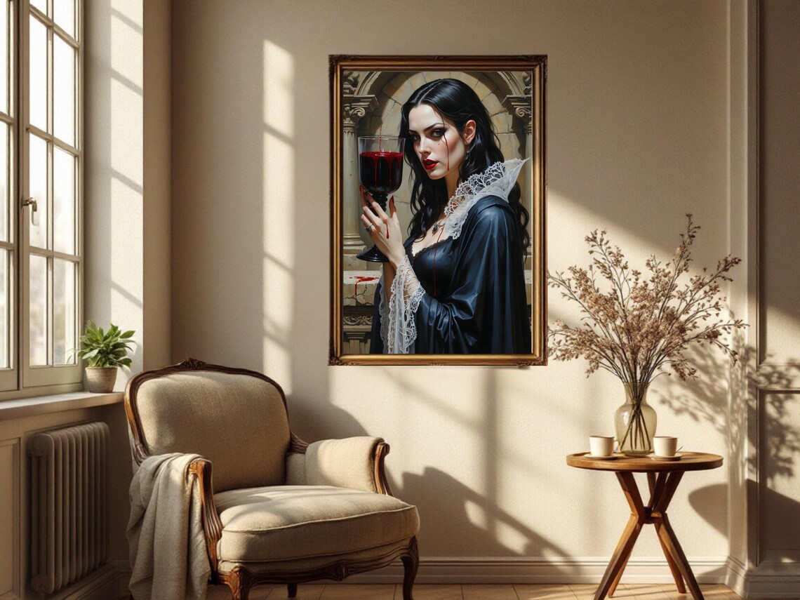 Gothic Vampire Dark Fantasy, Mysterious Female Portrait - Image 2