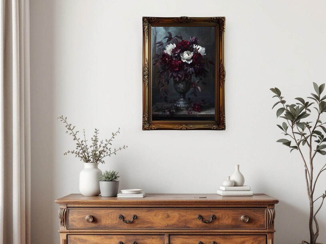 Dark Academia Still Life Floral, Gothic Decor - Image 3