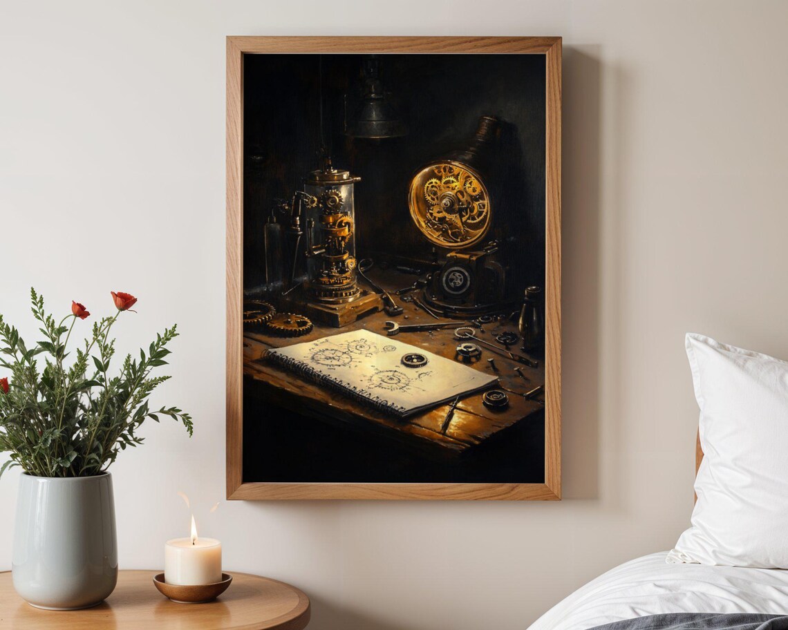 Steampunk Industrial Gear Mechanism, Vintage Clockwork Art Print - Image 3