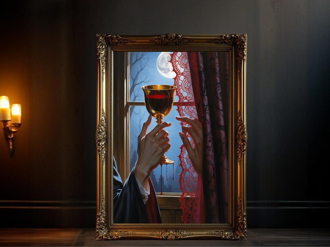 Gothic Vampire Art Print, Dark Fantasy Halloween