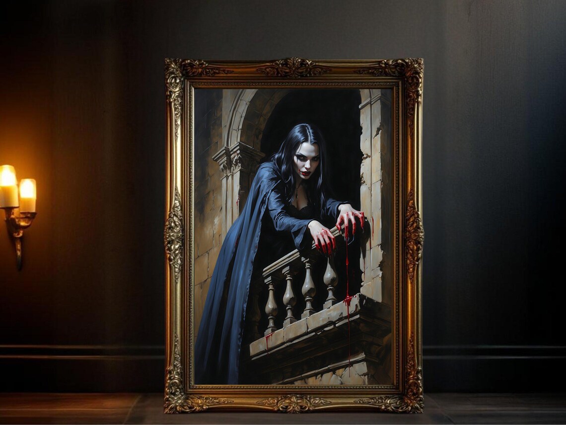 Gothic Vampire Art Print, Spooky Halloween Decor