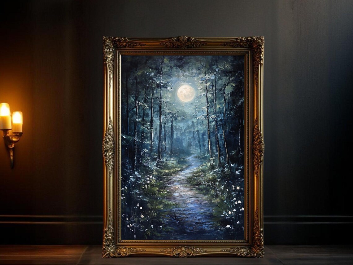 Enchanted Forest Moonlit Pathway Art Print