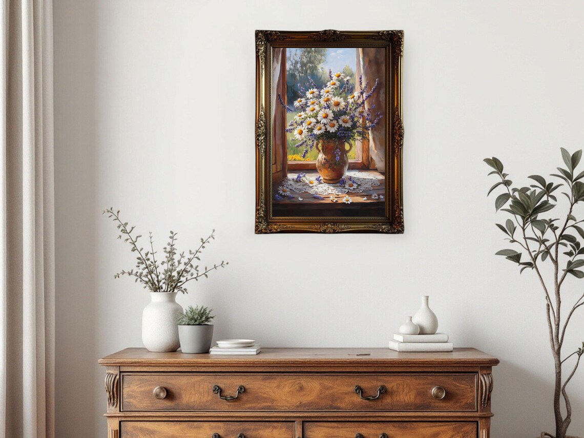 Vintage Flower Bouquet Still Life, Rustic Home Decor - Image 3