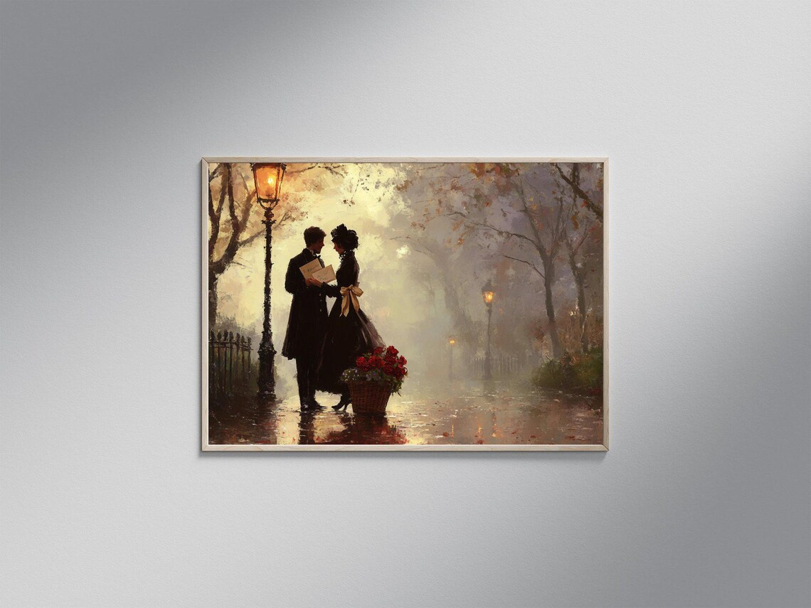 Romantic Couple in Vintage Setting, Victorian Era