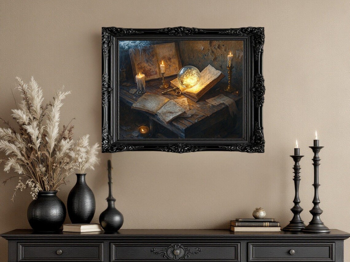 Magical Bookshelf, Fantasy Wizard Decor Art Print - Image 3