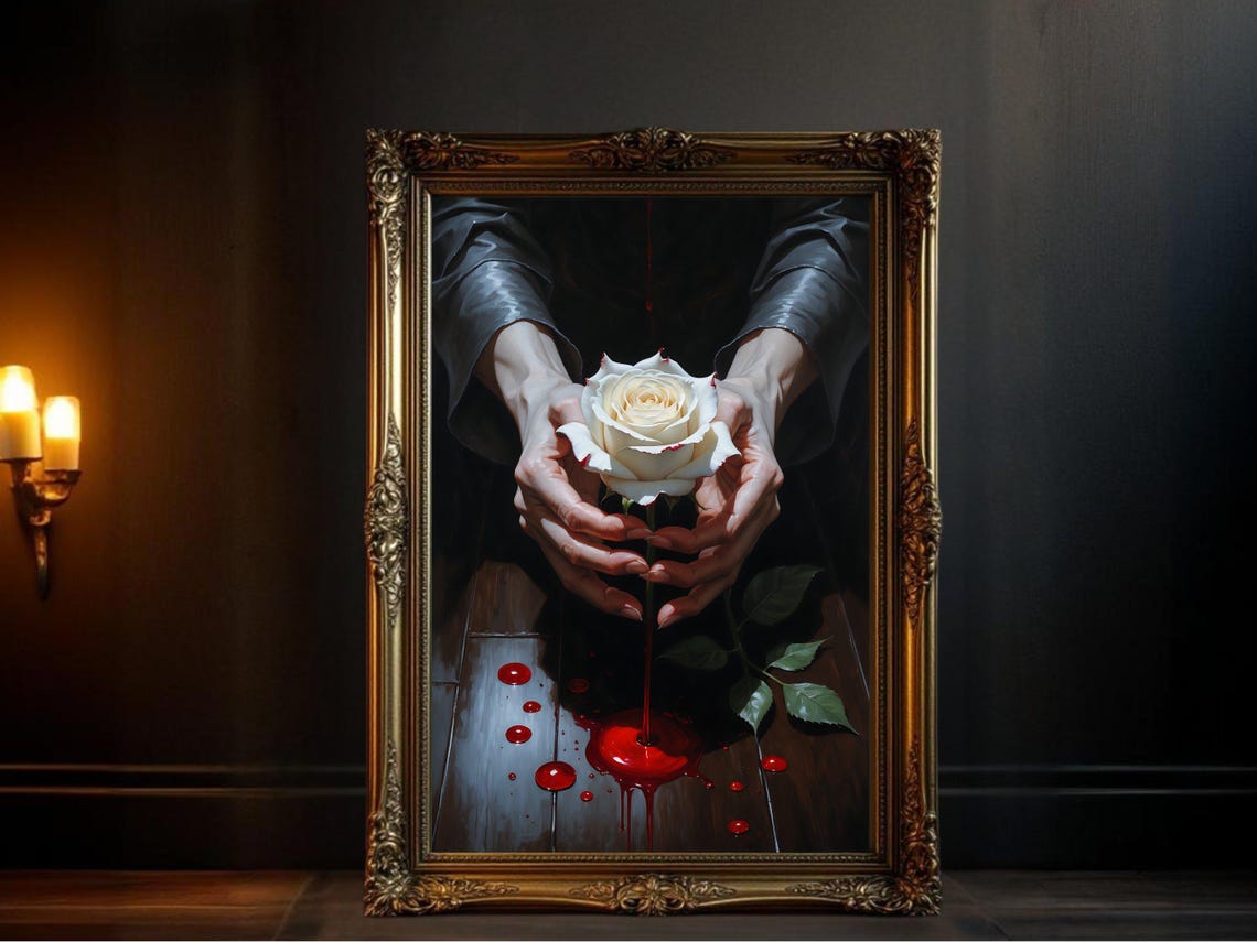 Blood And Rose Gothic Floral Art Print