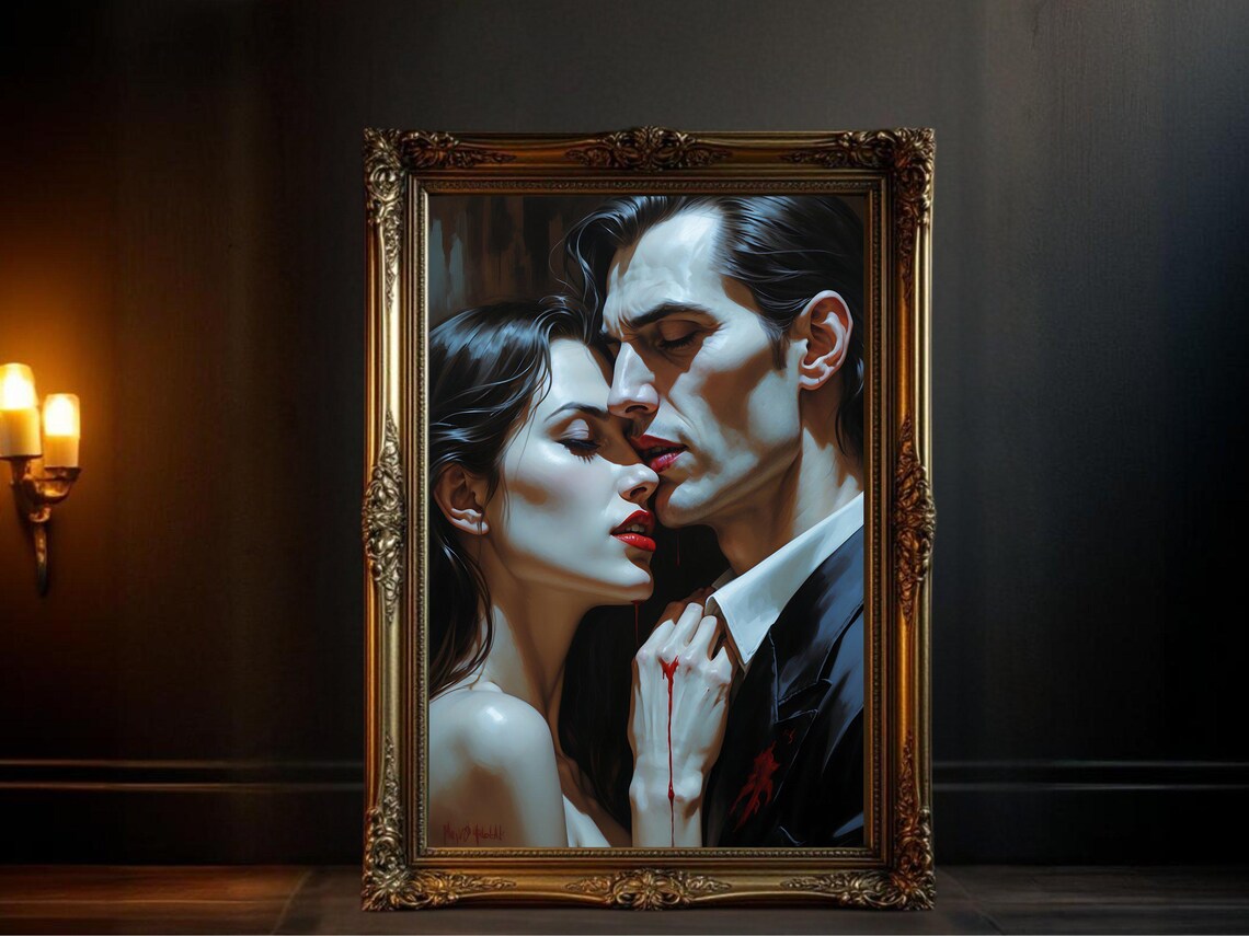 Vampire Lovers, Gothic Romance Art Print