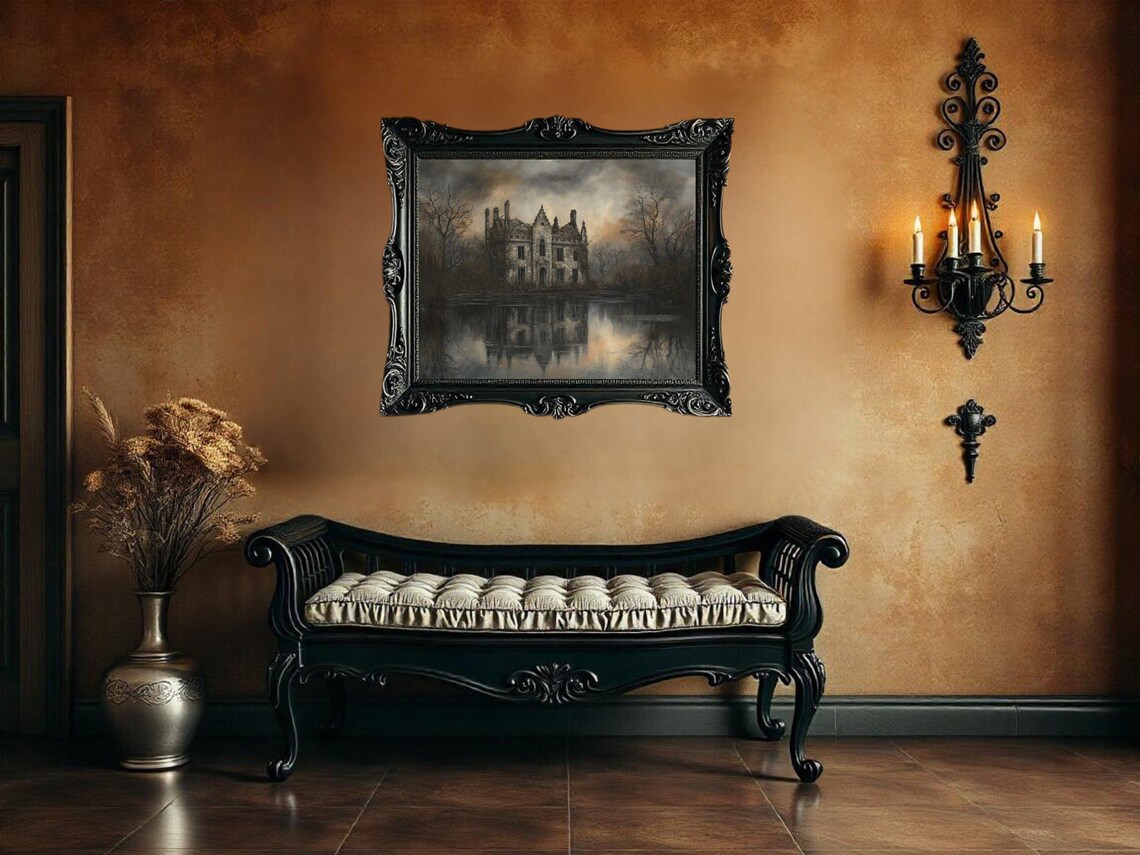 Haunted Mansion, Gothic Castle Dark Forest Art Print - Image 2