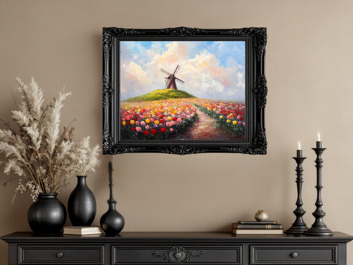 Windmill Field Landscape, Rustic Farmhouse Decor - Image 2