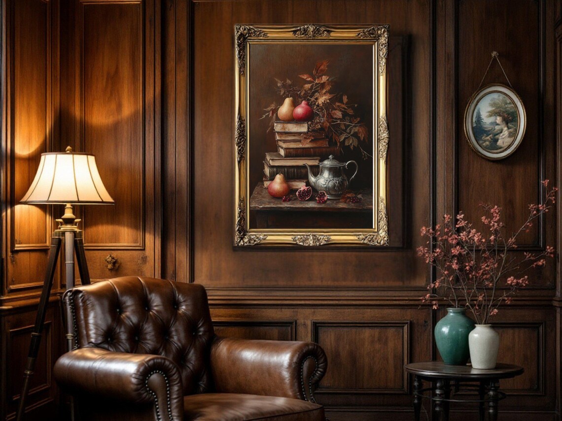 Dark Academia Vintage Still Life, Antique Book Print - Image 2