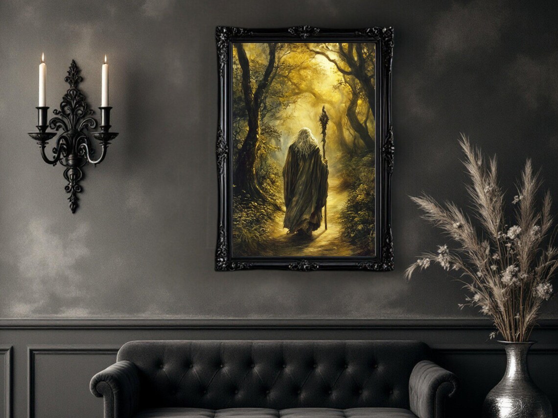 Enchanting Wizard, Mystical Forest Scene Art Print - Image 2