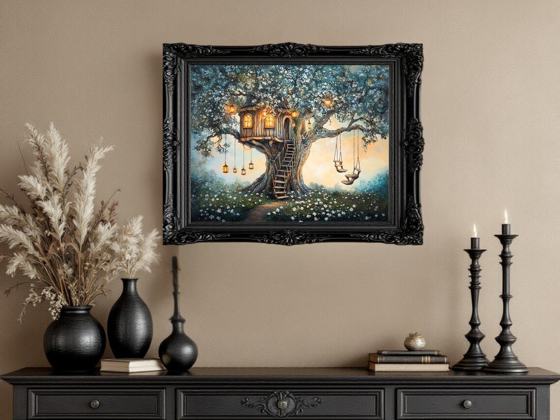 Magical Treehouse Art Print, Fantasy Kids Room - Image 2
