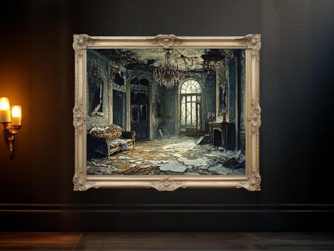 Abandoned Mansion, Vintage Gothic Interior Art Print