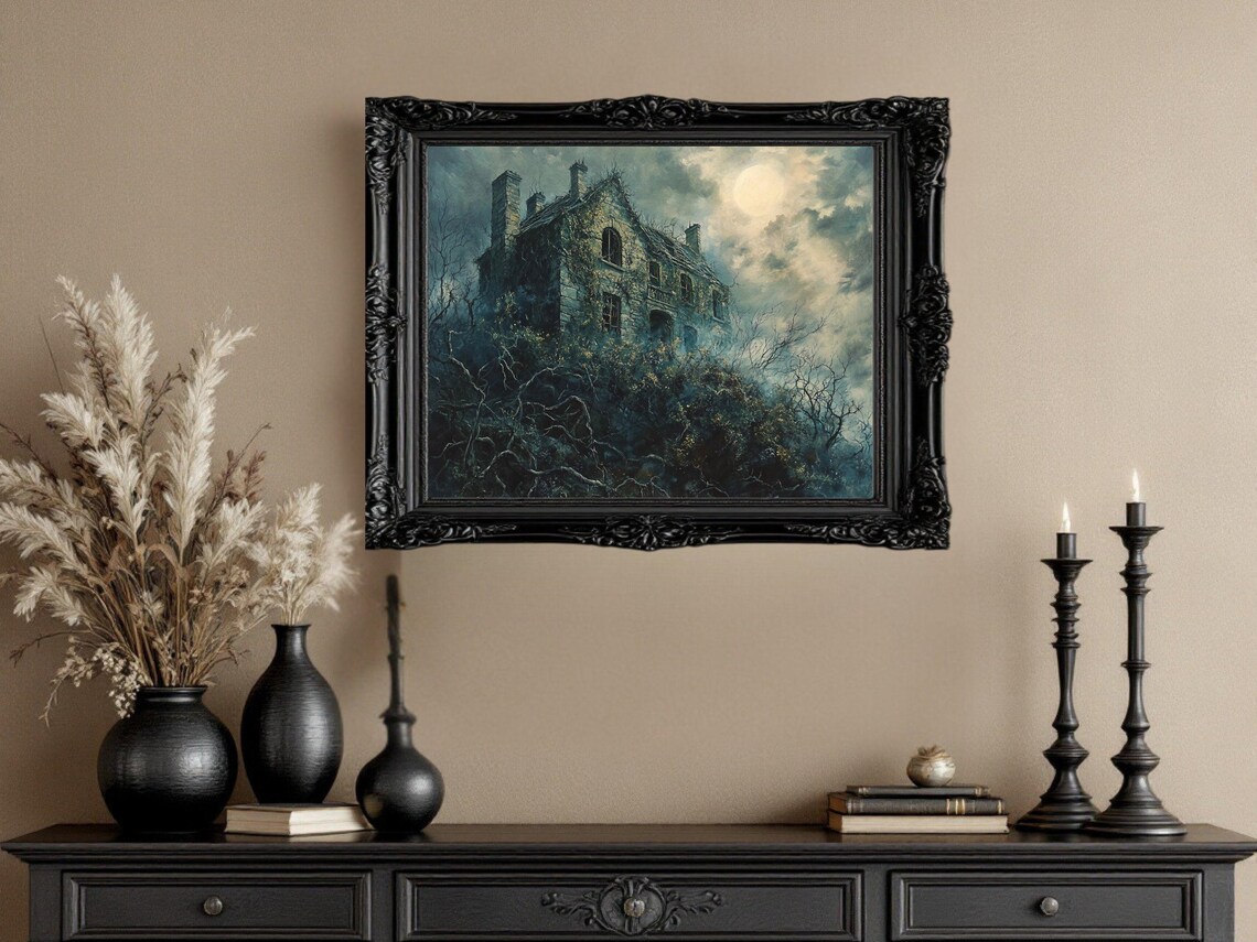 Haunted House Gothic Creepy Spooky Night Scene - Image 3