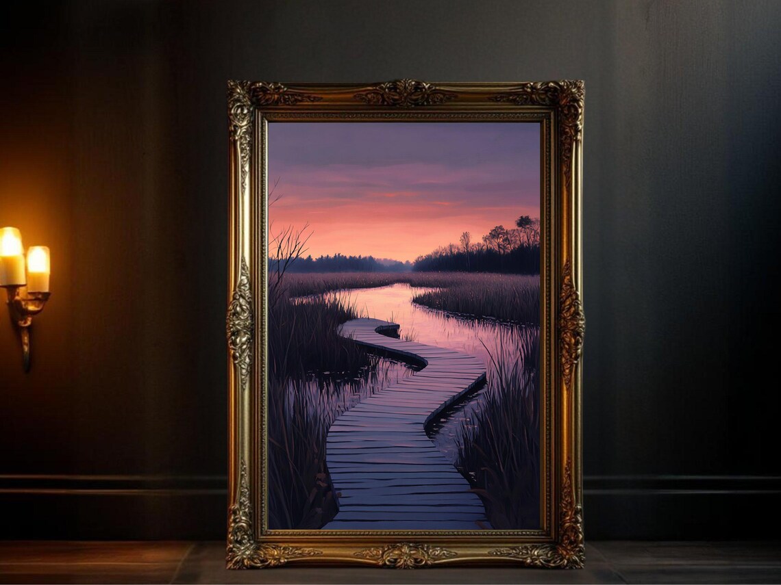 Sunset River Landscape, Scenic Marsh Poster