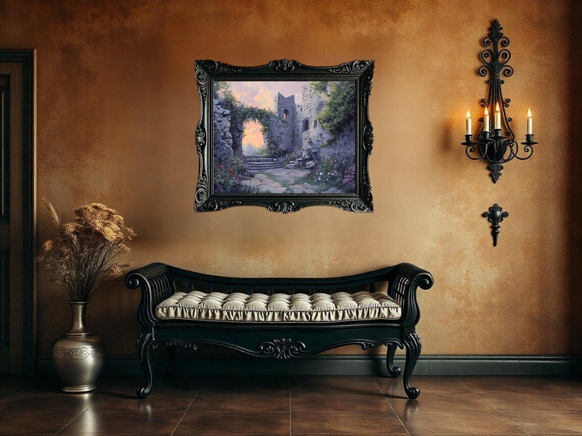 Ancient Ruins Vintage Castle Landscape Art Print - Image 3