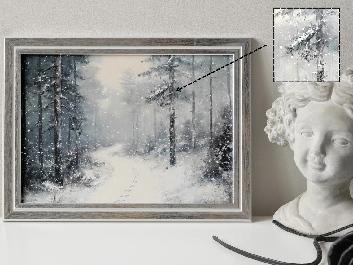 Rustic Winter Forest Path, Cozy Holiday Decor - Image 3