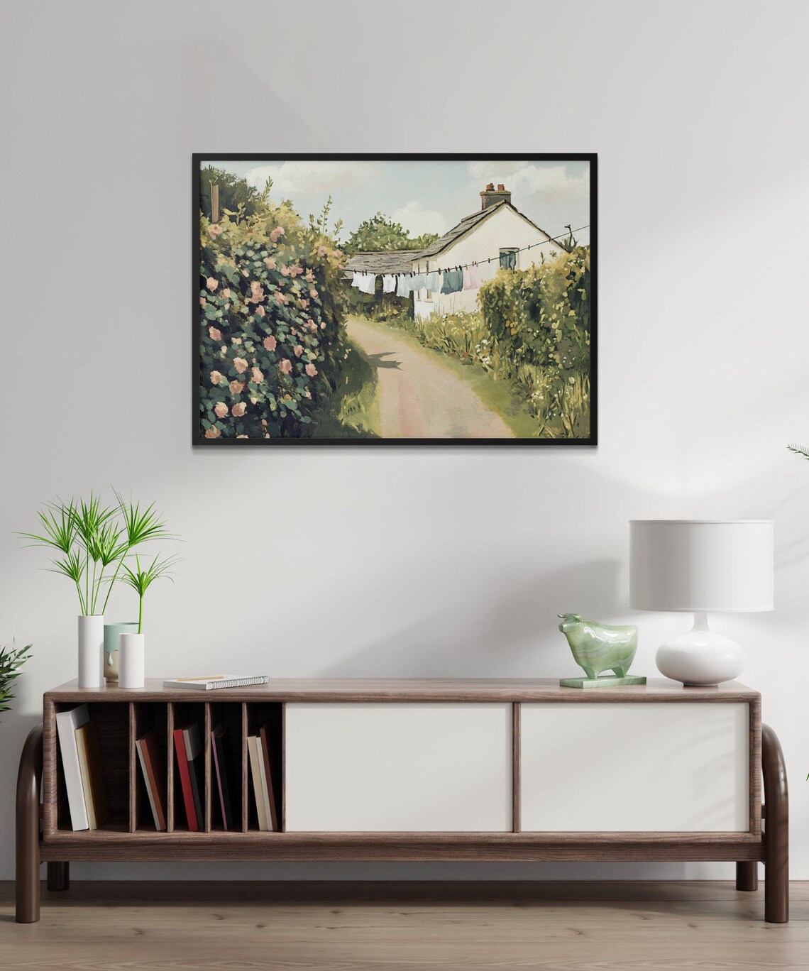 Vintage Country Cottage Rustic Landscape, Art Print - Image 2