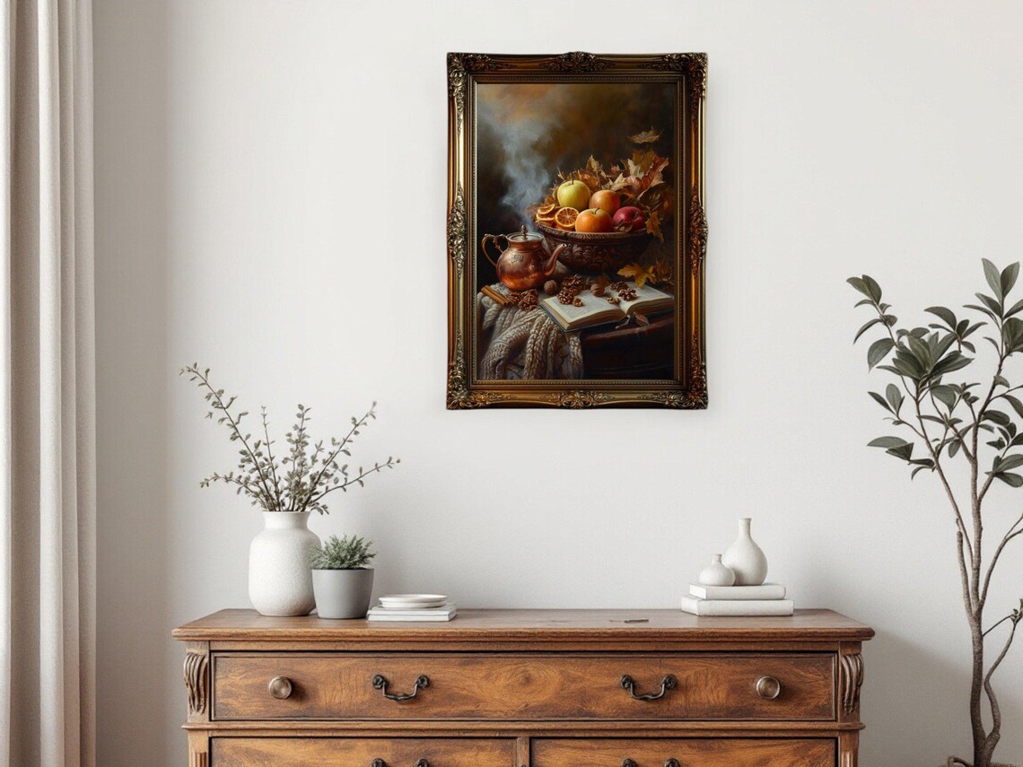 Rustic Autumn Still Life, Vintage Harvest Decor - Image 2