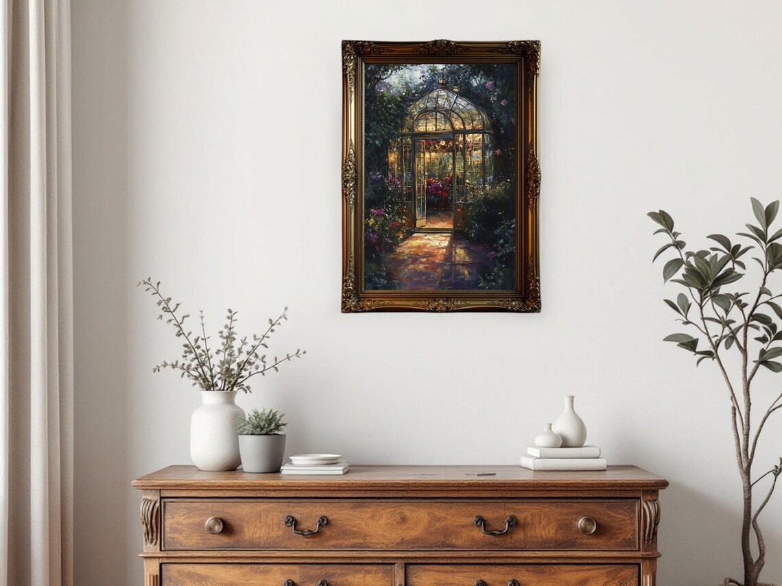 Enchanted Garden Greenhouse, Magical Floral Artwork - Image 3