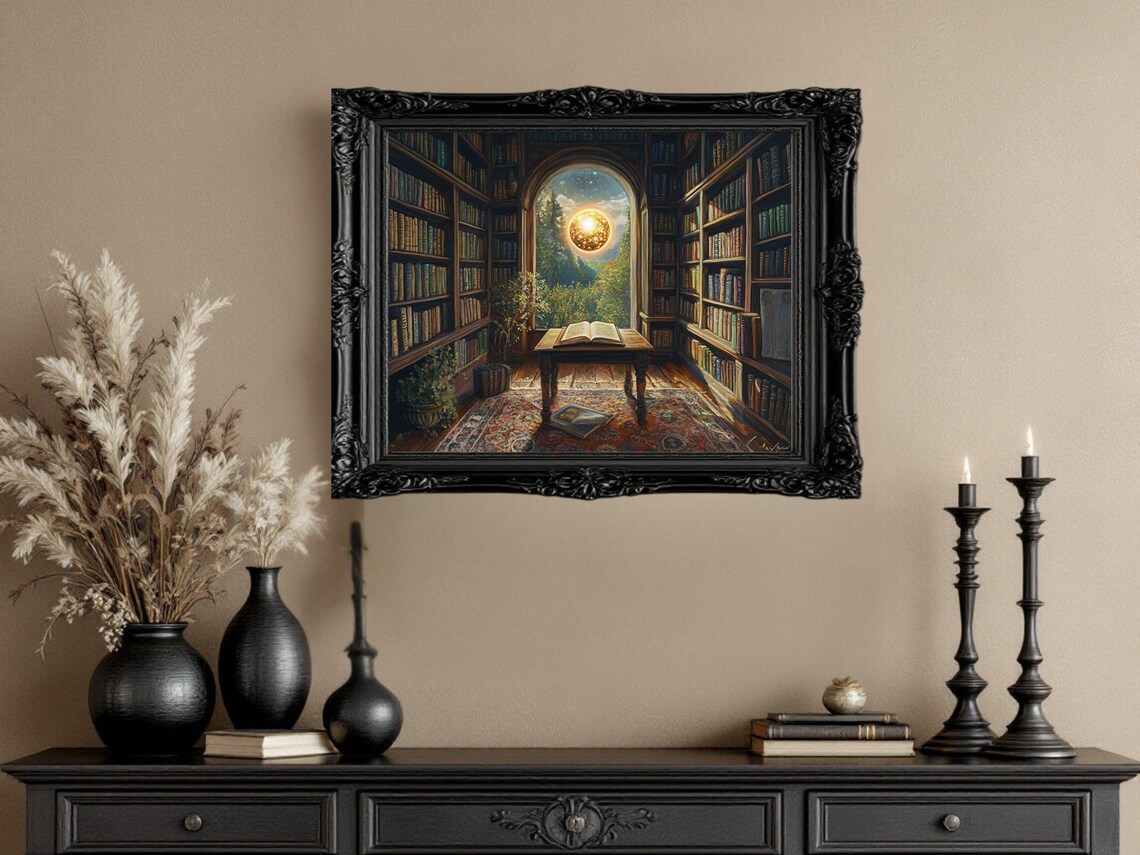 Enchanting Library, Cozy Reading Room Art Print - Image 3