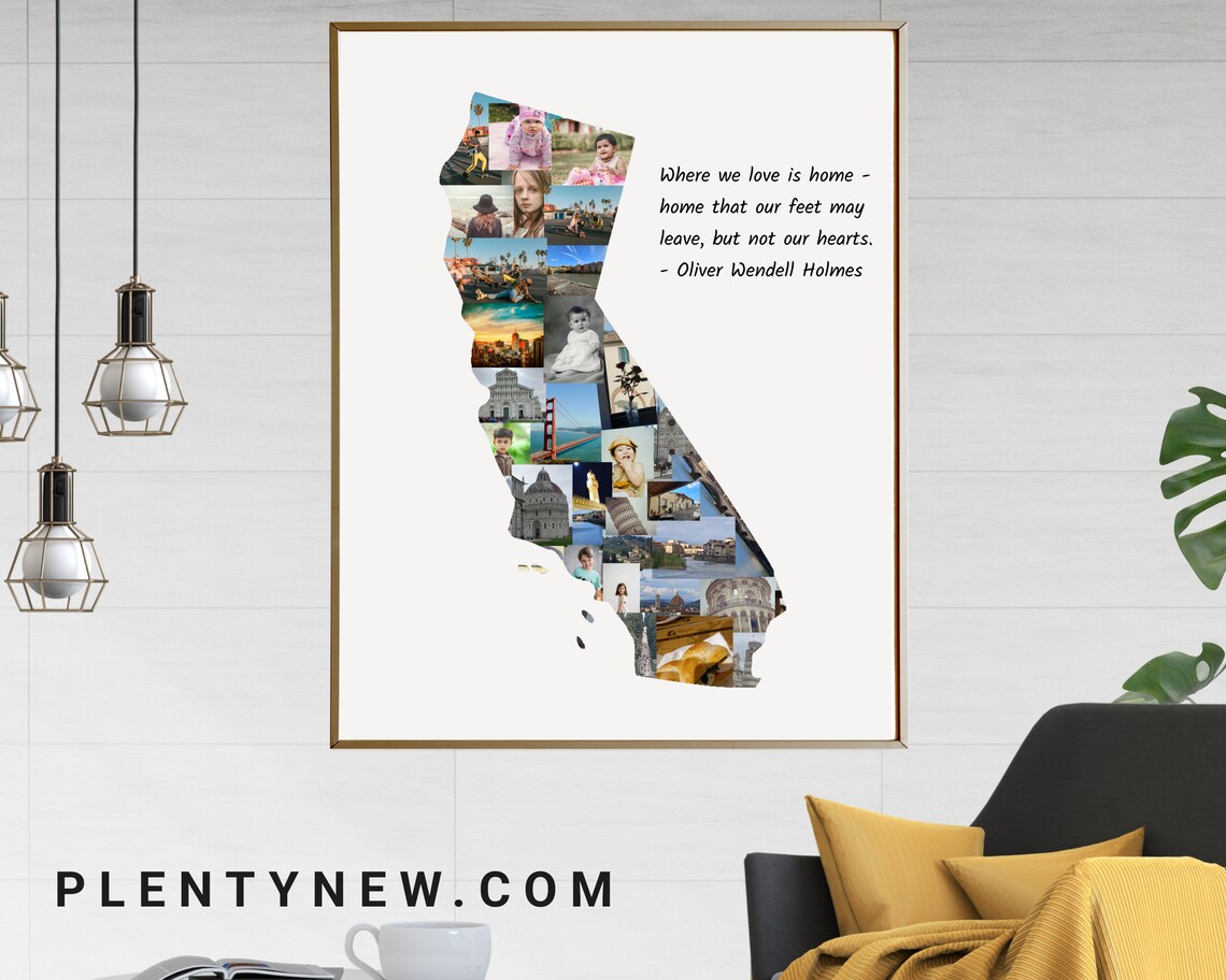 California Photo Map California Photo Collage California Wall Art California Map California Print California Art California Gift