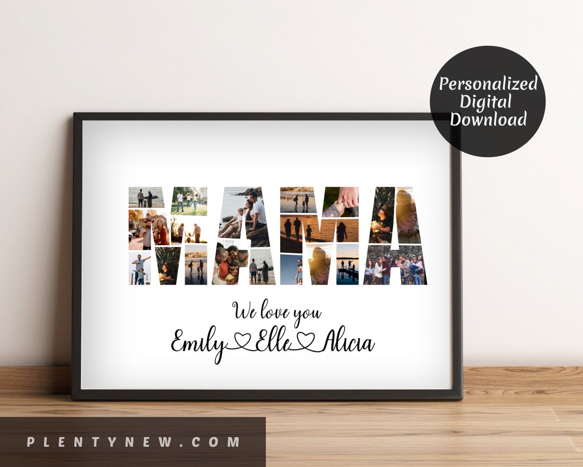 Custom MAMA Photo Letter Collage Personalized Gift for Mom Print