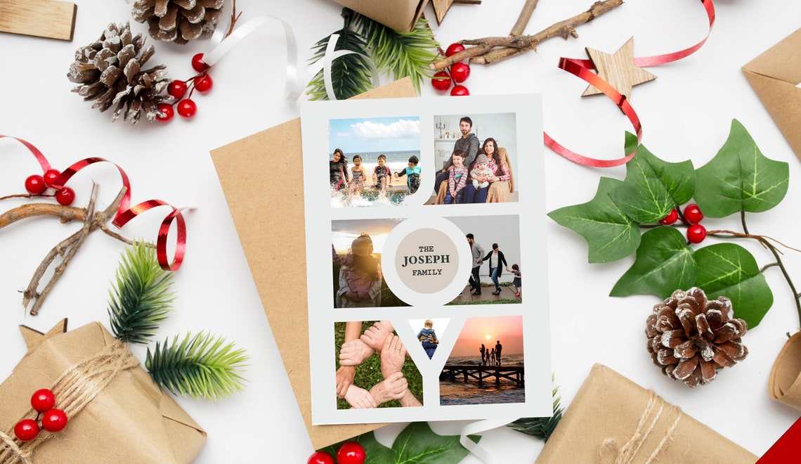 The Joseph Family Christmas Photo Card Joy Letter Collage Poster