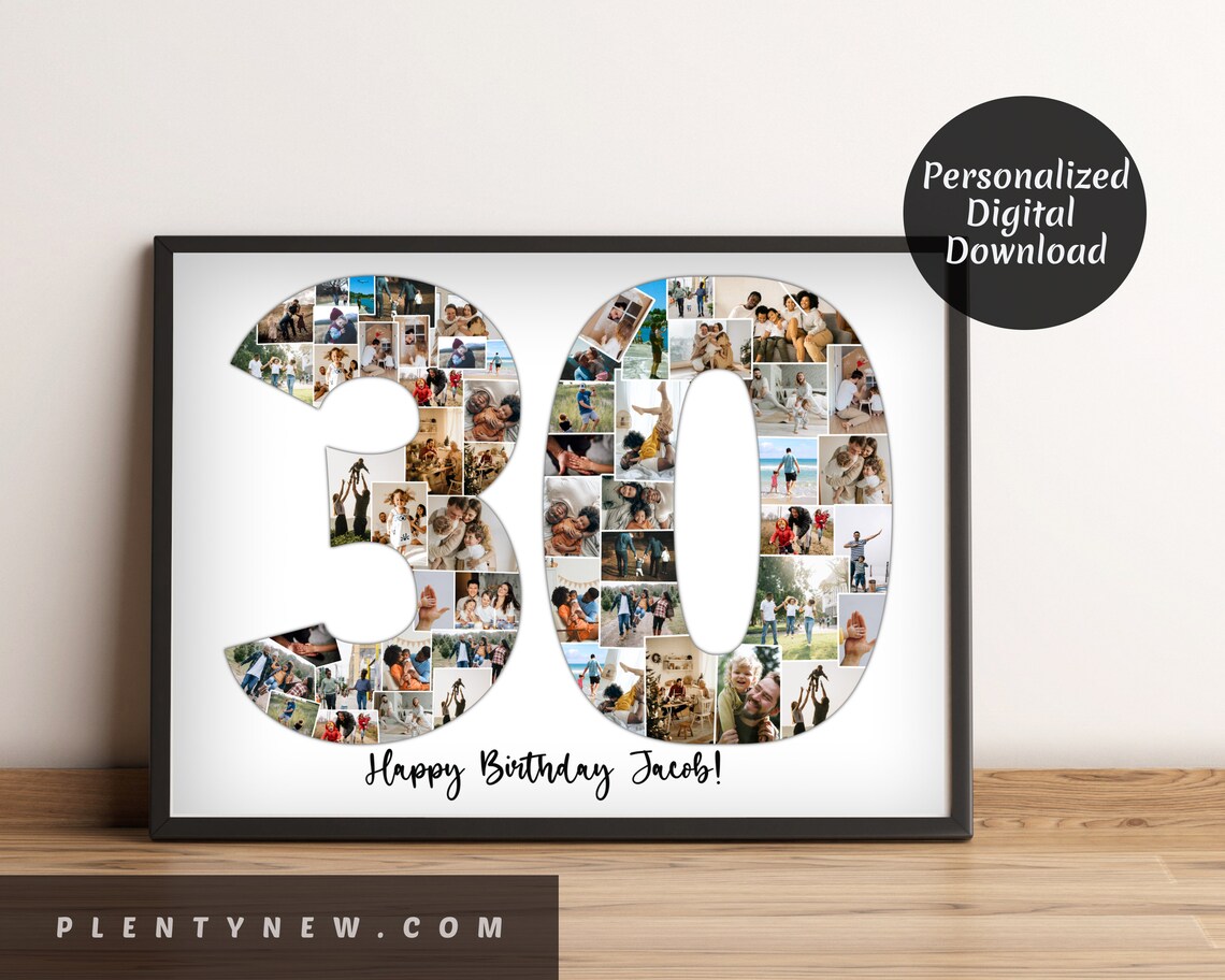 Personalized 30th Anniversary Photo Collage Art Print