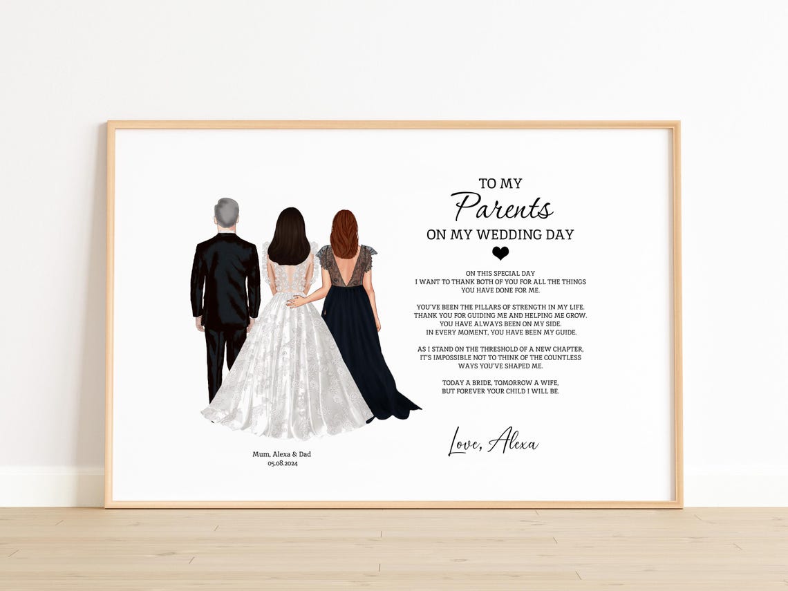 To My Parents On My Wedding Day Bride Poem Keepsake Gift Print