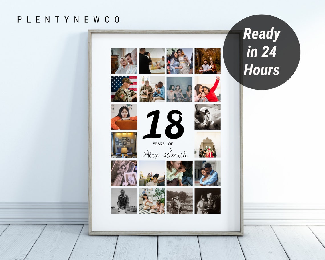 18 Years Of You Custom Photo Grid Collage 18th Birthday Poster
