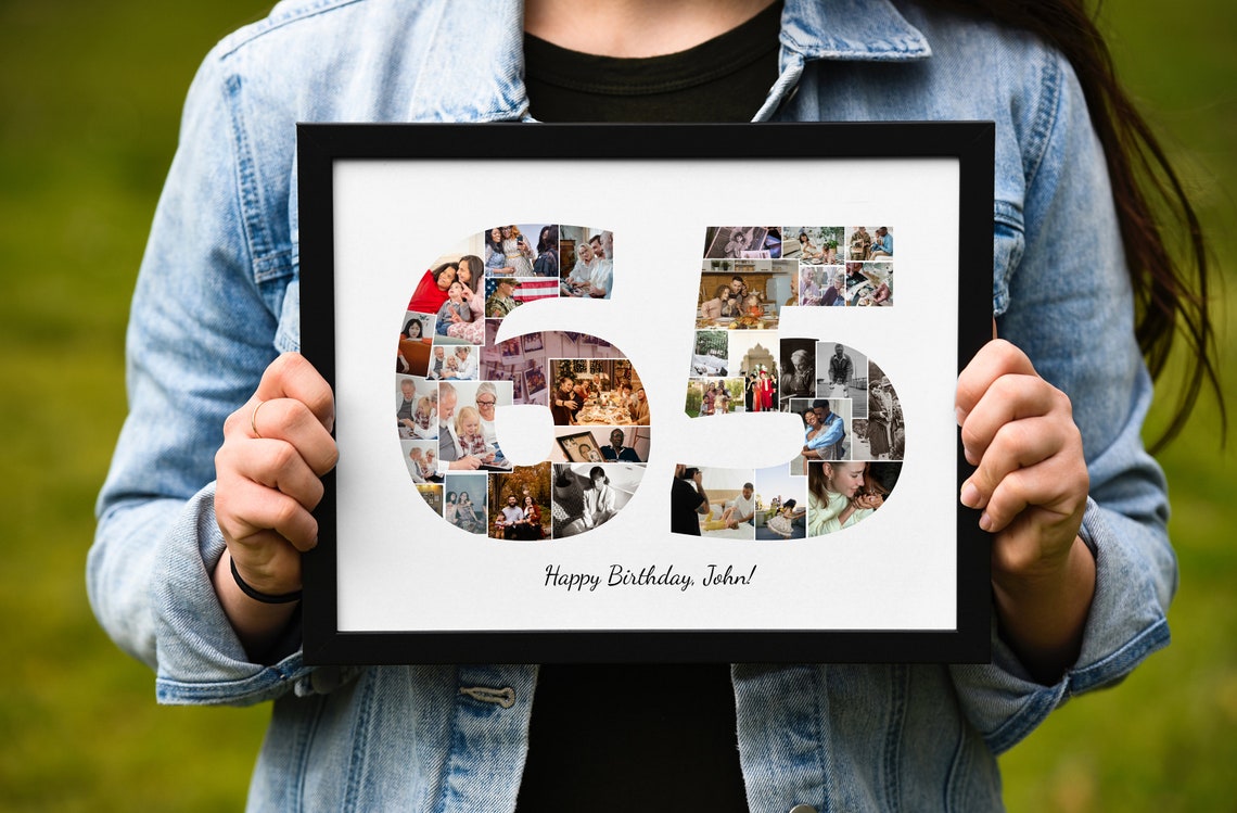 Personalized 65th Birthday Number Photo Collage Gift Keepsake Poster