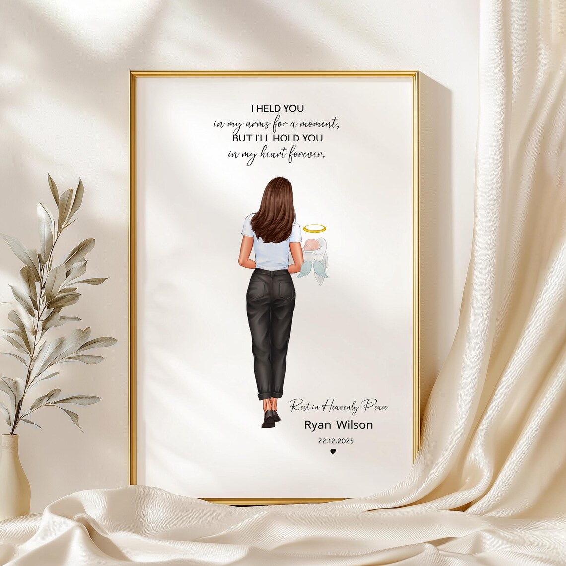 Baby Angel Memorial Poster with Hold You in My Heart Quote Gift