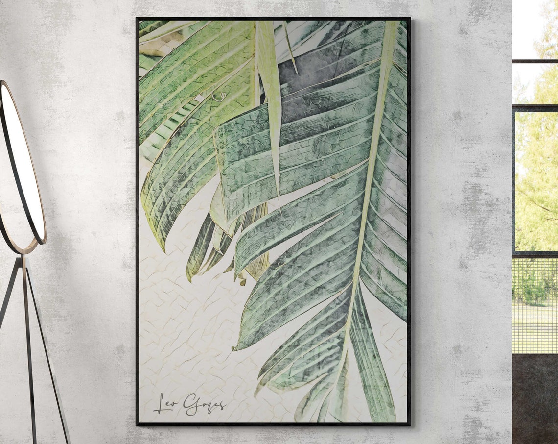 Tropical Banana Leaf Close Up Botanical Illustration Art Poster