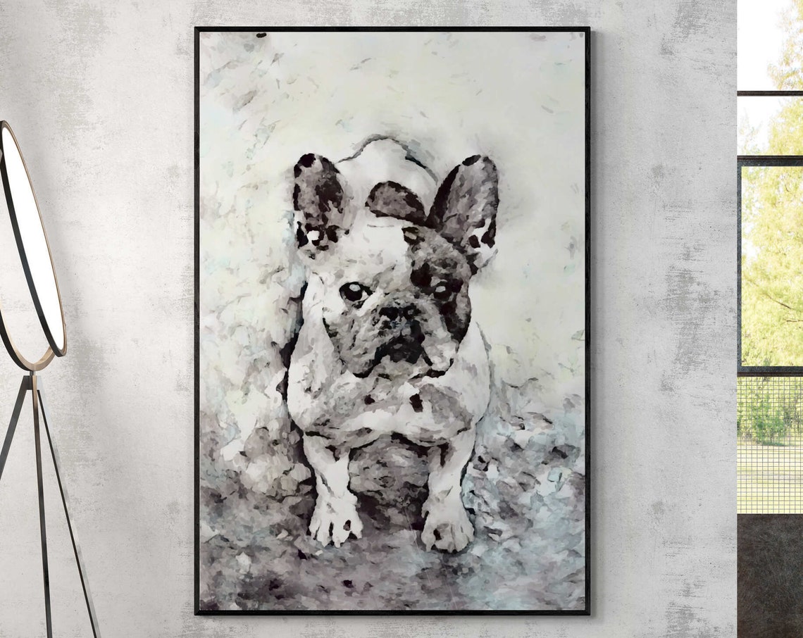 Wall Art Poster Black And White Print French Bulldog Wall Dcor French Bulldog Wall Art Print Wall Living Room Wall Art Entry Hall