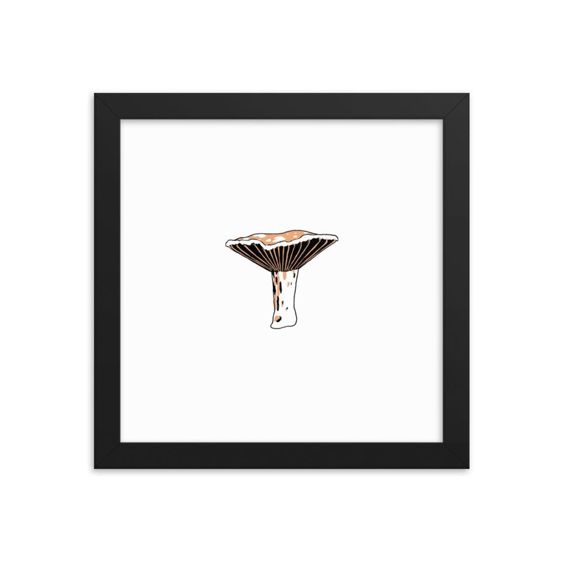 Saffron Mushroom Botanical Art Print Tan Ink Fungi Forest Wall Decor