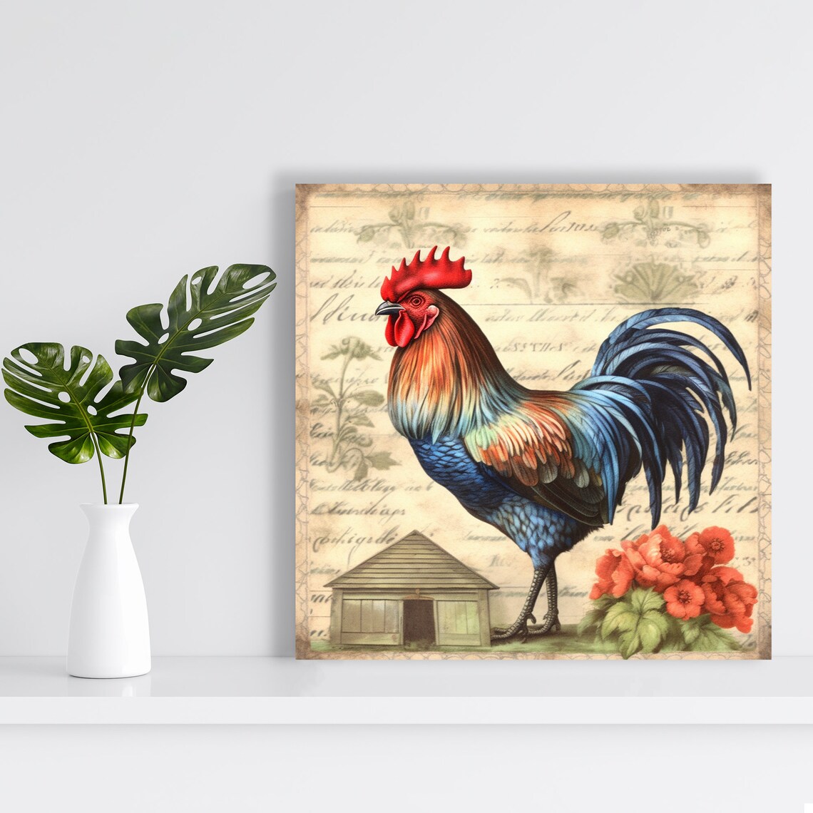 Rustic Rooster Art Print, Vintage Kitchen Decor - Image 2