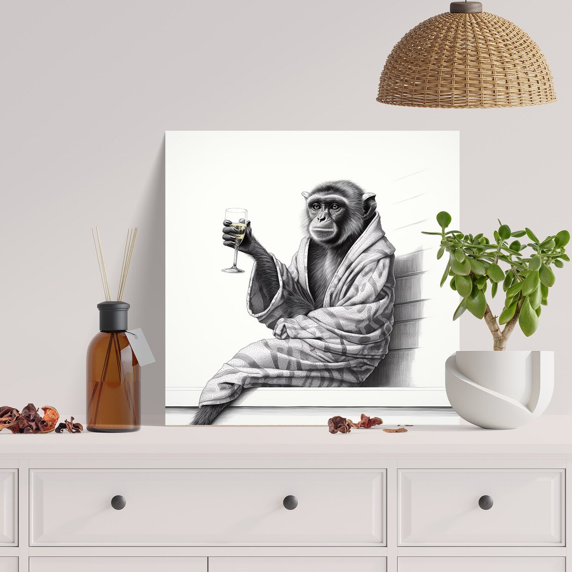 Monkey In Bathrobe Bathroom Wall Decor Art Print - Image 2