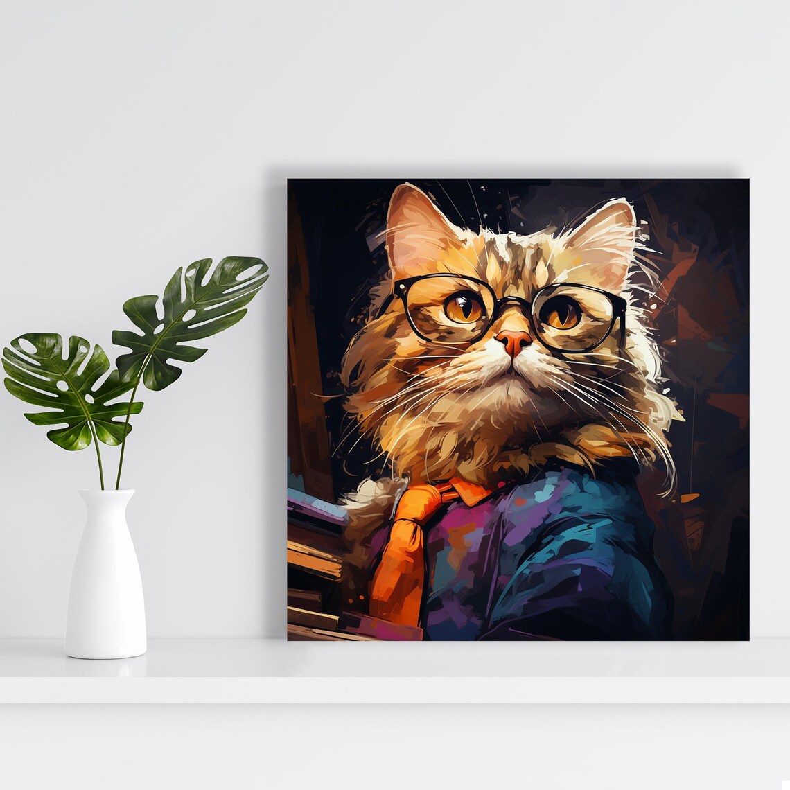 Cat Intellectual Contemporary Pop Art Print - Image 2