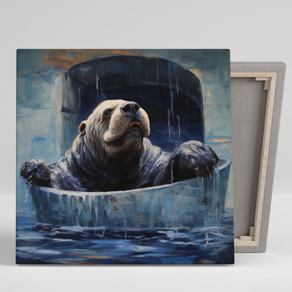 Walrus in Bathtub, Modern Bathroom Wall Art Print