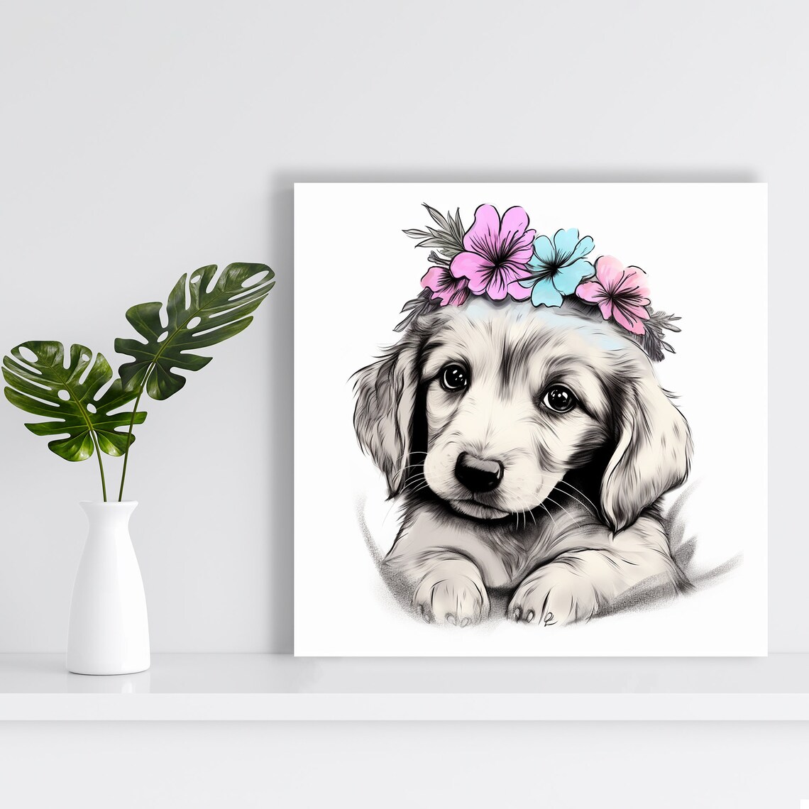 Golden Retriever Whimsical Bohemian Art Print - Image 2